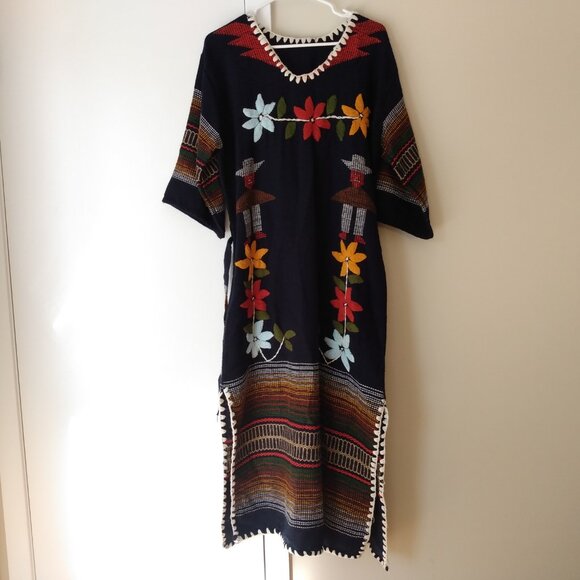 Vintage Handwoven Peru Dress Ethnic Hippy Boho Embroidered - Picture 14 of 15